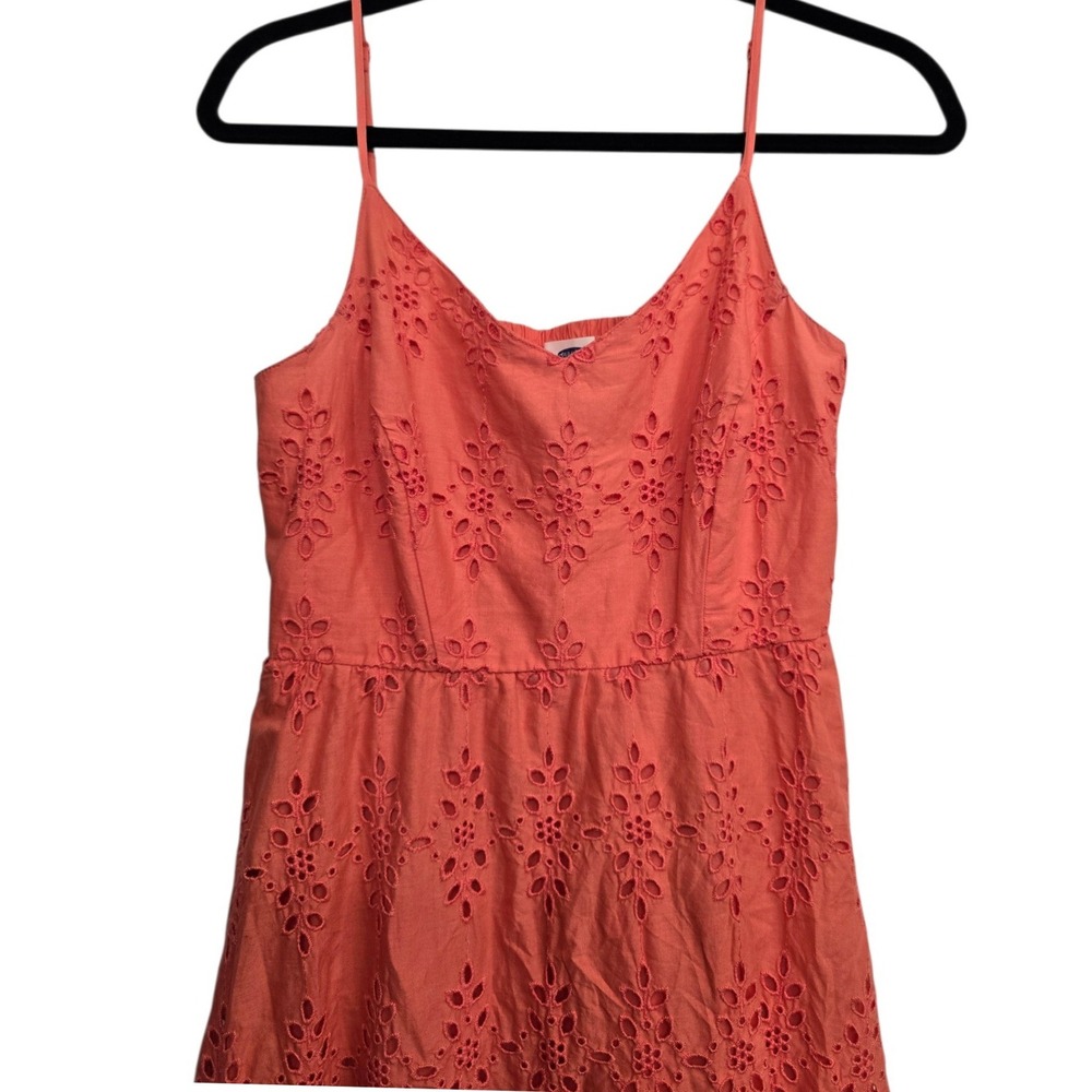 Old Navy Coral Eyelet Embroidered Midi Dress Sz S Cottagecore‎ Coastal Vacation - Picture 4 of 8